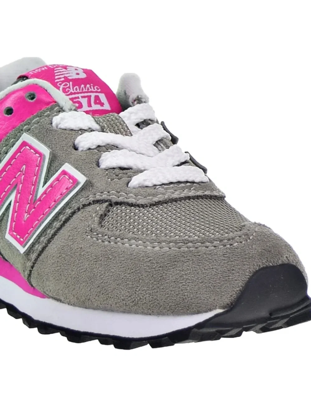 New Balance Women’s Classic 574 Dark Grey Bright Pink Shoes 7 M Athletic